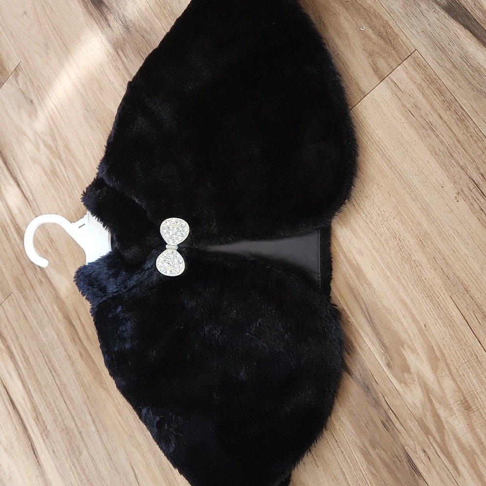 Black fur dress cover up shawl/cape